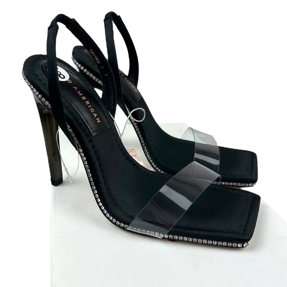 New Good American Crystal Crush Lucite Heels